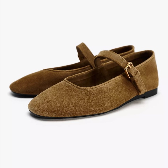 Zara suede ballet flats size 8 - Picture 1 of 2